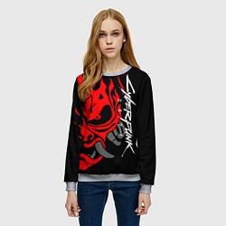 Свитшот женский CYBERPUNK 2077 SAMURAI, цвет: 3D-меланж — фото 2