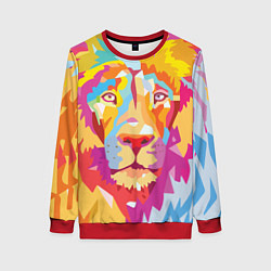 Свитшот женский Акварельный лев, цвет: 3D-красный