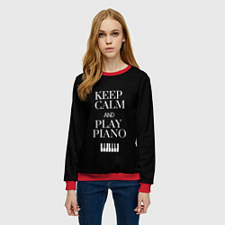 Свитшот женский Keep calm and play piano, цвет: 3D-красный — фото 2