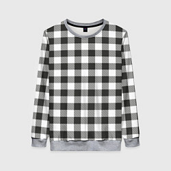 Свитшот женский Черно-белая клетка, цвет: 3D-меланж