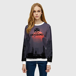 Свитшот женский Cyberpunk 2077 - Arasaka, цвет: 3D-белый — фото 2