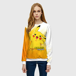 Свитшот женский Pikachu Pika Pika, цвет: 3D-белый — фото 2