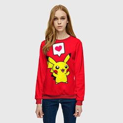 Свитшот женский Pikachu Pika Pika, цвет: 3D-красный — фото 2
