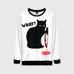 Свитшот женский What Cat, цвет: 3D-черный