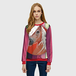 Свитшот женский Лошадь с фоном, цвет: 3D-красный — фото 2