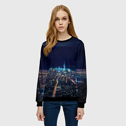 Свитшот женский Ночной город, цвет: 3D-черный — фото 2