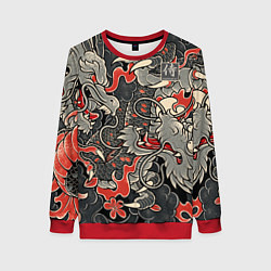 Свитшот женский Самурай Якудза, драконы, цвет: 3D-красный