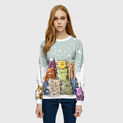 Свитшот женский Котики, цвет: 3D-белый — фото 2