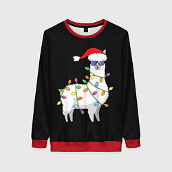 Свитшот женский Рождественская Лама, цвет: 3D-красный