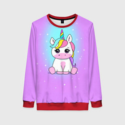Свитшот женский Единорог, цвет: 3D-красный