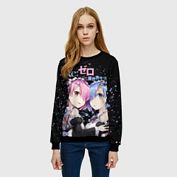 Свитшот женский Re:Zero, Рам и Рем, цвет: 3D-черный — фото 2