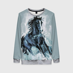 Свитшот женский Нарисованный конь, цвет: 3D-меланж