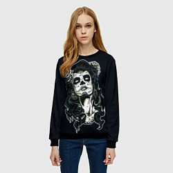 Свитшот женский Санта Муэрте, цвет: 3D-черный — фото 2