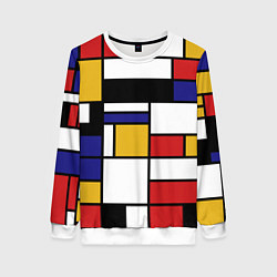 Свитшот женский Color blocking, цвет: 3D-белый