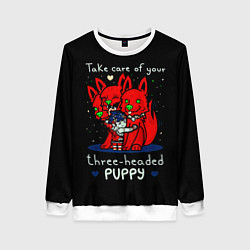 Свитшот женский Hades Загрей и милый цербер, цвет: 3D-белый