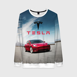 Свитшот женский Tesla Model 3, цвет: 3D-белый