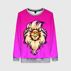 Свитшот женский Модный лев в очках, цвет: 3D-меланж