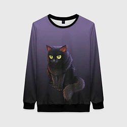 Женский свитшот Черный кот на фиолетовом