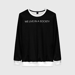 Свитшот женский WE LIVE IN A SOCIETY, цвет: 3D-белый