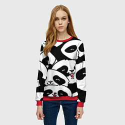 Свитшот женский Панды, цвет: 3D-красный — фото 2
