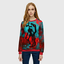 Свитшот женский Сиреноголовый и Лошадь монстры, цвет: 3D-красный — фото 2