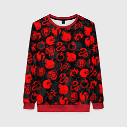 Свитшот женский СИМВОЛЫ ГРЕХОВ 7 DEADLY SINS, цвет: 3D-красный
