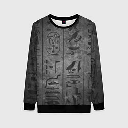 Свитшот женский Египетские Иероглифы 3D, цвет: 3D-черный