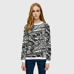 Свитшот женский Механика Автомобиль, цвет: 3D-белый — фото 2