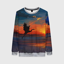 Свитшот женский Прибрежный закат, цвет: 3D-меланж