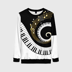 Свитшот женский МУЗЫКАЛЬНЫЙ УЗОР, цвет: 3D-черный