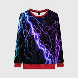 Свитшот женский НЕОНОВАЯ МОЛНИЯ ГРОЗА, цвет: 3D-красный