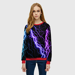 Свитшот женский НЕОНОВАЯ МОЛНИЯ ГРОЗА, цвет: 3D-красный — фото 2
