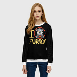 Свитшот женский I love furry, цвет: 3D-белый — фото 2