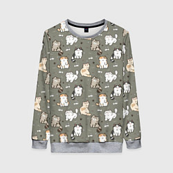 Свитшот женский Кошечки с рыбками, цвет: 3D-меланж