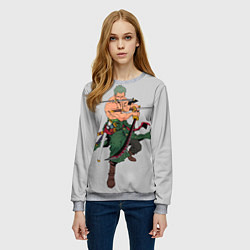 Свитшот женский Арт Ророноа Зоро, One Piece, цвет: 3D-меланж — фото 2
