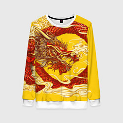 Свитшот женский Китайский Дракон, China Dragon, цвет: 3D-белый