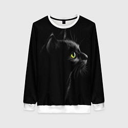 Свитшот женский Черный кот, цвет: 3D-белый