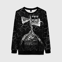 Свитшот женский Сиреноголовый Трещины Надпись, цвет: 3D-черный