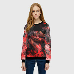 Свитшот женский Опасный Динозавр Red Dino Z, цвет: 3D-черный — фото 2