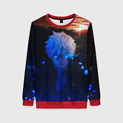 Свитшот женский Сатору гото голубые глаза, цвет: 3D-красный