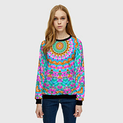 Свитшот женский Разноцветный калейдоскоп, цвет: 3D-черный — фото 2