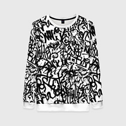Свитшот женский Graffiti black on white, цвет: 3D-белый