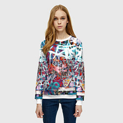 Свитшот женский Wall graffiti, цвет: 3D-белый — фото 2