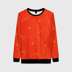 Свитшот женский ЗОЛОТЫЕ ХРИЗАНТЕМЫ ПАТТЕРН, цвет: 3D-черный