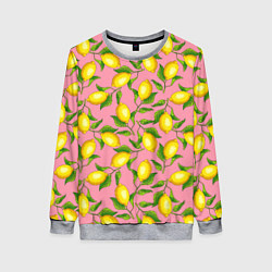 Свитшот женский Лимоны паттерн, цвет: 3D-меланж