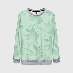 Свитшот женский Зеленые листья, цвет: 3D-меланж