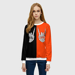 Свитшот женский Ладошки скелета, цвет: 3D-белый — фото 2