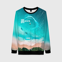 Свитшот женский Shark in sea, цвет: 3D-черный