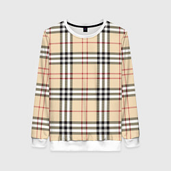 Свитшот женский Клетчатый принт в стиле Burberry, цвет: 3D-белый