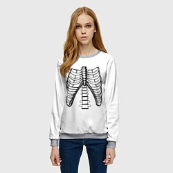Свитшот женский Ребра скелета, цвет: 3D-меланж — фото 2